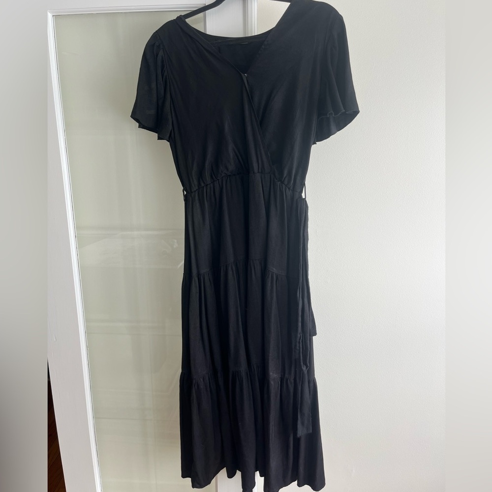 Black Faux Wrap Dress